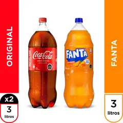 COCA COLA - Tripack Bebida Coca Cola 2 x 3 Lt + Bebida Fanta 3 Lt