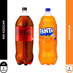 COCA COLA - Tripack Bebida Coca Cola Sin Azúcar 2 x 3 Lt + Bebida Fanta 3 Lt