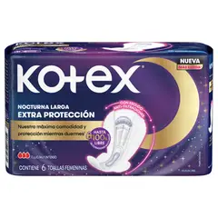 KOTEX - Toallas Higiénicas Nocturnas Kotex Extra Protección 6 Un