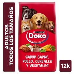 DOKO - Alimento Seco para Perros Adultos Doko Carne, Pollo, Cereales y Vegetales 12 Kg