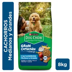 DOG CHOW - Alimento para Perros Cachorros Dog Chow Carne, Pollo, Frutas y Leche 8 Kg
