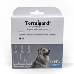 TERMIGARD - Pipeta para Perros Pugas y Garrapatas Termigard 3 x 1.34 ml