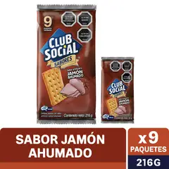 CLUB SOCIAL - Pack Galletas Club Social Jamón Ahumado 9 x 24 g