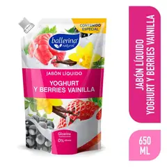 BALLERINA - Jabón Líquido Ballerina Yoghurt y Berries Vainilla Doypack 650 ml