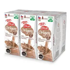 COLUN - Pack Leche Semidescremada Origen Sabor Chocolate Colun 6 x 200 ml