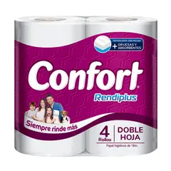 CONFORT - Papel Higiénico Doble Hoja Confort Rindeplus 4x18 mts