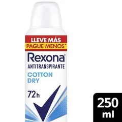 REXONA - Desodorante Antitranspirante Aerosol Rexona Cotton Dry 72 H Mujer 250 ml