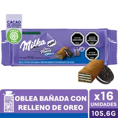 MILKA - Oblea Milka Chocopause Bis Bañada y Rellena con Oreo 16 Un