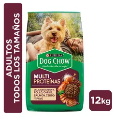 DOG CHOW - Alimento para Perros Adultos Dog Chow Carne, Pollo, Salmón, Cerdo y Pavo 12 Kg