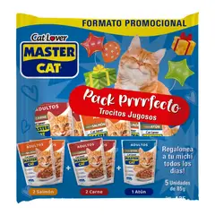 MASTER CAT - Pack Alimentos Húmedos Master Cat Trocitos Variedades 5 x 85 gr