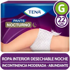 TENA - Ropa Interior Pants Desechable Nocturno Talla G Tena 22 Un