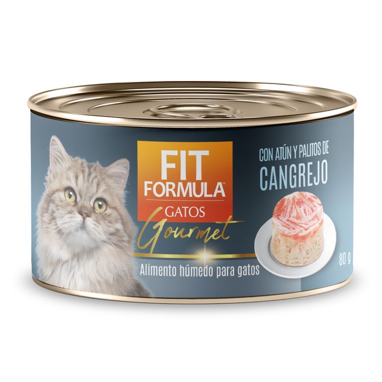 Alimento Humedo para Gatos Gourmet Atun y Cangrejo Lata Fit Formula 80 g