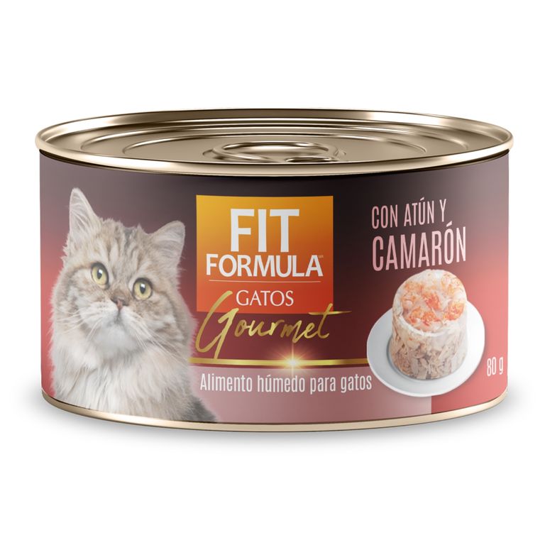 Alimento Humedo para Gatos Gourmet Atun y Camaron Lata Fit Formula 80 g