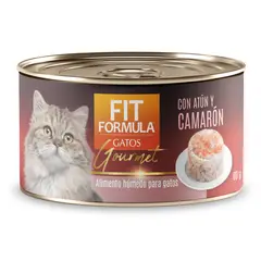 FIT FORMULA - Alimento Húmedo para Gatos Gourmet Atún y Camarón Lata Fit Fórmula 80 g