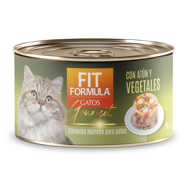 Alimento Humedo para Gatos Gourmet Atun y Vegetales Lata Fit Formula 80 g