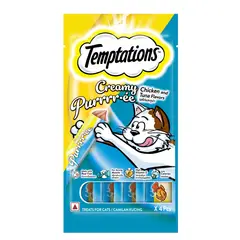 TEMPTATIONS - Snack para Gatos Crema Sabor Pollo y Atún Temptations 4 x 12 g
