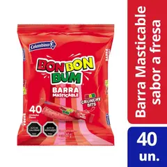 COLOMBINA - Barras Masticables Bon Bon Bum Crunchy Sabor Fresa Colombina 360 g