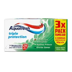 AQUAFRESH - Pack Pasta de Dientes Aquafresh Triple Protección Sabor Menta 3 x 95 g