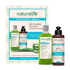 NATURALOE - Pack Shampoo Hidratación 350 ml + Crema para Peinar 250 ml Naturaloe