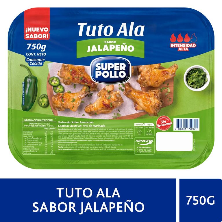 Truto Ala de Pollo Sabor Jalapeño Super Pollo 750 g - Tottus - $5.190