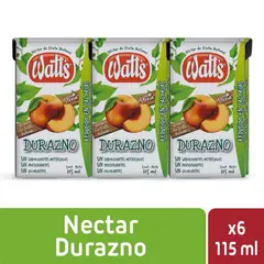 WATTS - Pack Néctar de Durazno Watts 6 x 115 ml