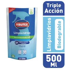 VIRUTEX - Limpia Vidrios Biodegradable Triple Acción Virutex 500 ml