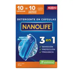NANOLIFE - Detergente en Cápsulas Pods 3 en 1 Nanolife 10 un