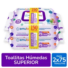 EMUBABY - Pack Toallitas Húmedas Superior Emu baby 2 x 75 Un