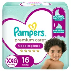 PAMPERS - Pañales Desechables Hipoalergénico Premium Care XXG  Pampers 16 un