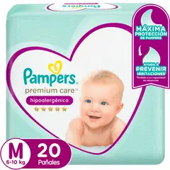 PAMPERS - Pañales Desechables Hipoalergénico Premium Care M Pampers 20 un