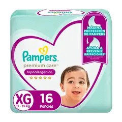 PAMPERS - Pañales Desechables Hipoalergénico Premium Care XG Pampers 16 un