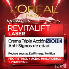 LOREAL - Crema Facial Revitalift Triple Acción Antiedad Noche Dermo Expertise 50 ml