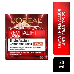 LOREAL - Crema Facial Revitalift Triple Acción Antiedad FPS 25 Dermo Expertis 50 ml