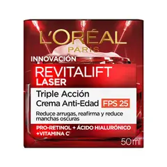 LOREAL - Crema Facial Revitalift Triple Acción Antiedad FPS 25 Dermo Expertise 50 ml