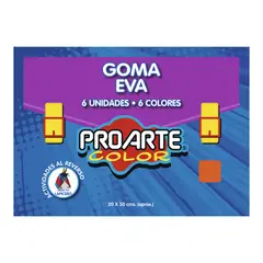 PROARTE - Estuche Goma Eva Glitter Adhesiva 6 Hjs 6 Co