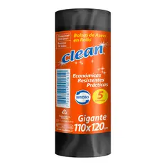 CLEAN - Bolsa de Basura Gigante 110x120 Clean 5 un