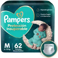 PAMPERS - Pañales Desechables Protección Insuperable M Pampers 62 un