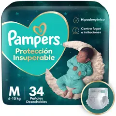 PAMPERS - Pañales Desechables Protección Insuperable M Pampers 34 un