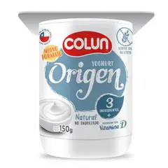 COLUN - Yoghurt Natural Origen Natural No Endulzado Colun 150 gr
