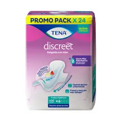 TENA - Toallas Higiénicas Discreet Delgada con Alas Tena 24 un