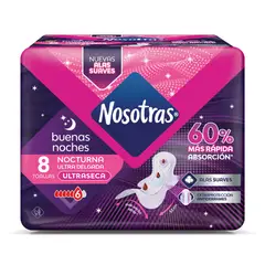 NOSOTRAS - Toallas Higiénicas Nocturnas Ultradelgada con Alas Nosotras 8 un