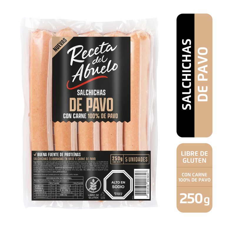 Salchicha de Pavo 250 gr Receta del Abuelo 5 un