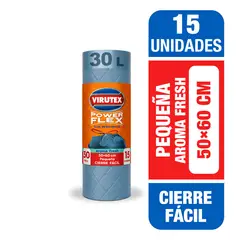 VIRUTEX - Bolsa Basura Pequeña 50x60 Aroma Fresh Power Flex Cierre Fácil Virutex 15 un