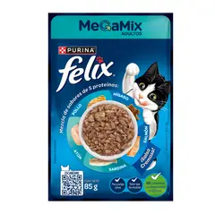 FELIX - Pouch de Alimento Húmedo para Gatos Adulto Megamix Felix 85 g
