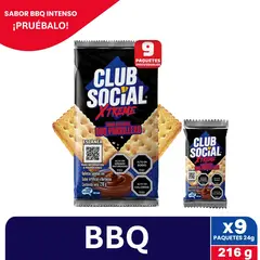 CLUB SOCIAL - Pack Galletas Club Social Xtreme Sabor Barbecue Parrillero 9 x 24 g