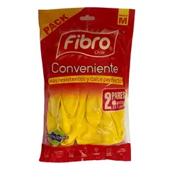 FIBRO - Pack Guantes de Látex Conveniente Talla M Fibro 2 un