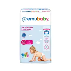 EMUBABY - Pañales Desechables Premium Comfort Talla G Emubaby 56 un