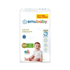 EMUBABY - Pañales Desechables Súper Premium Talla M Emubaby 104 un