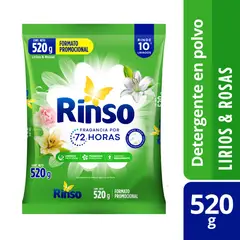 RINSO - Detergente en Polvo Aroma Lirios y Rosas Rinso 520 gr