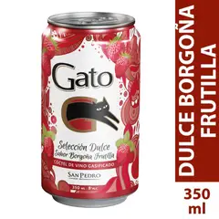 GATO - Cóctel de Vino Dulce Borgoña Frutilla Gasificado Gato Lata 8° 350 ml